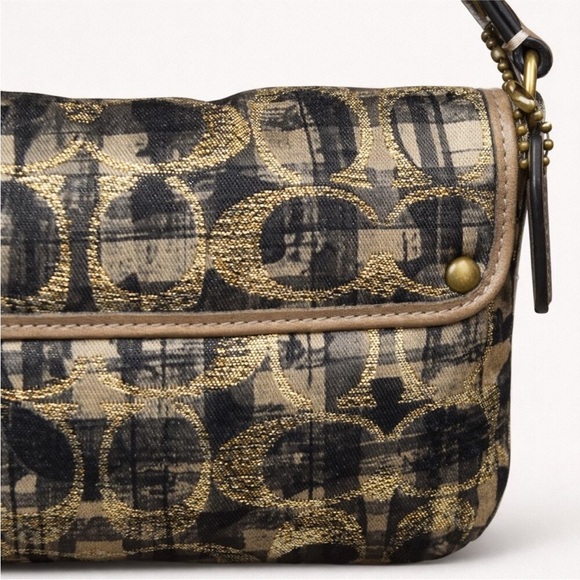 Coach Kristin Op Art pattern in a metallic gold EUC - Picture 6 of 14